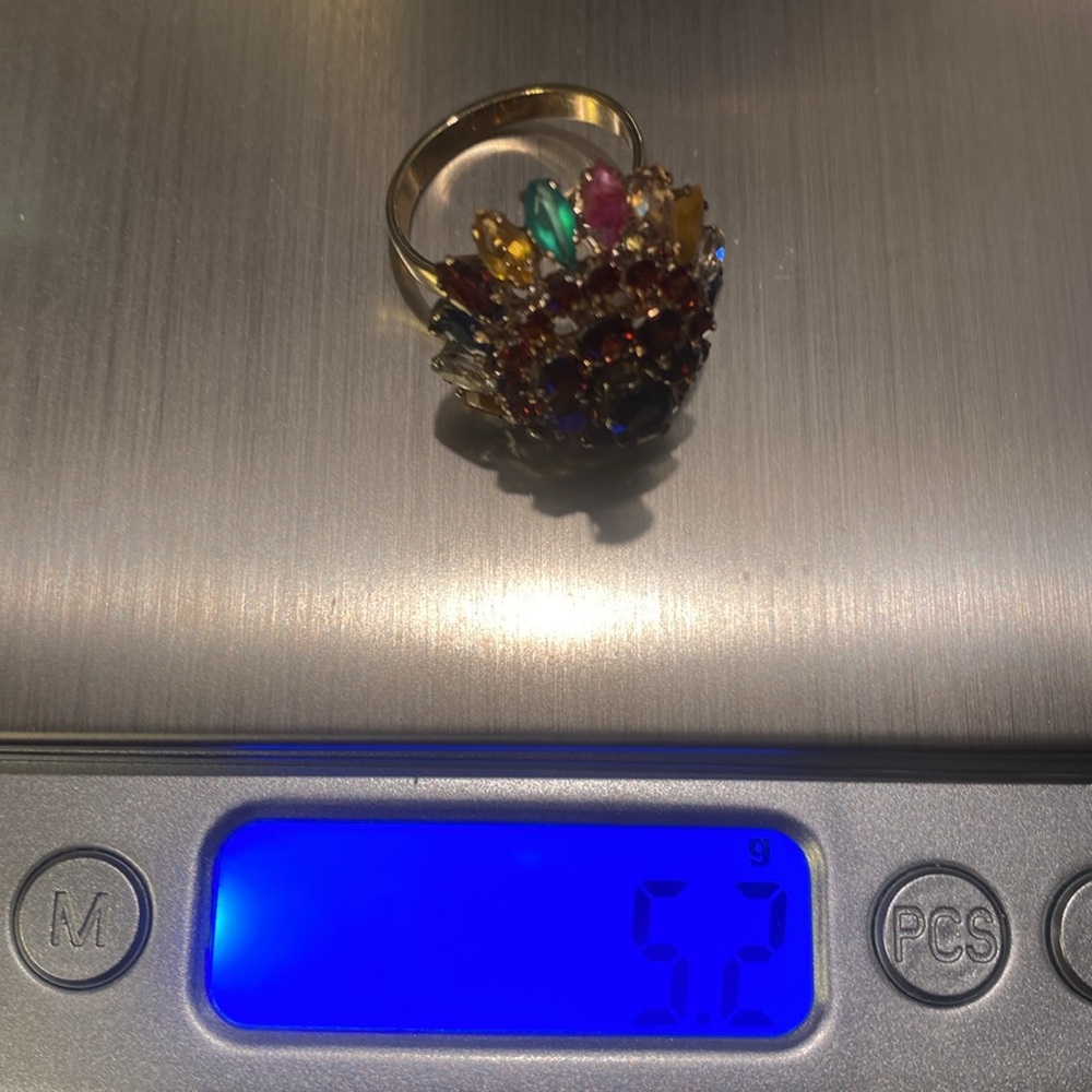 14K Yellow Gold Antique - Garnet - Cluster Cocktail Ring - Picture 8 of 8
